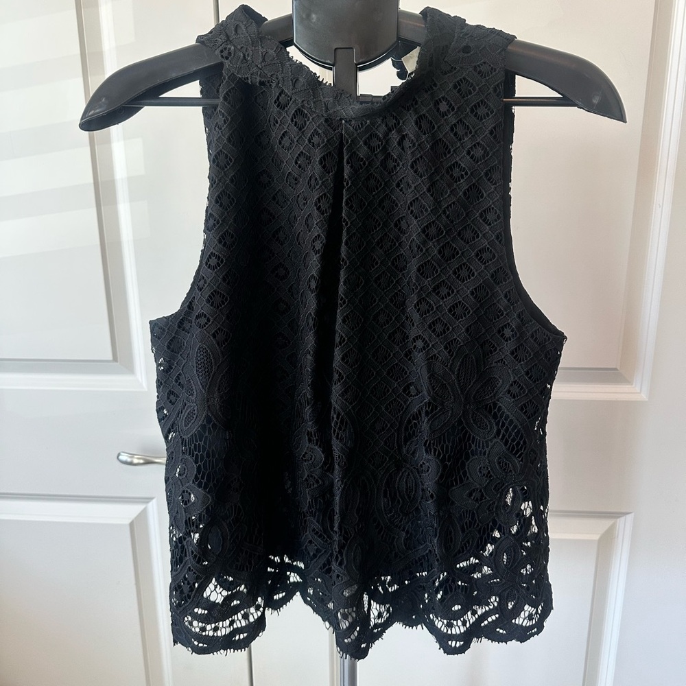 love, Fire Black Lace Cropped Sleeveless Camisole